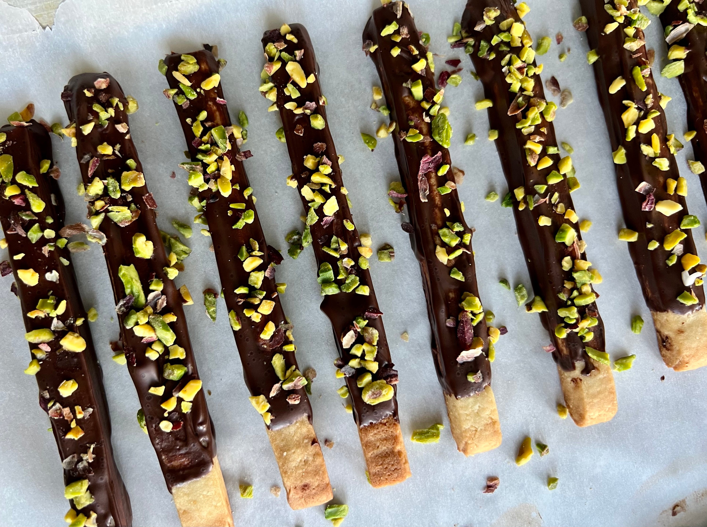 Gourmet Pistachio Pepero or Pistachio Pocky Cookies