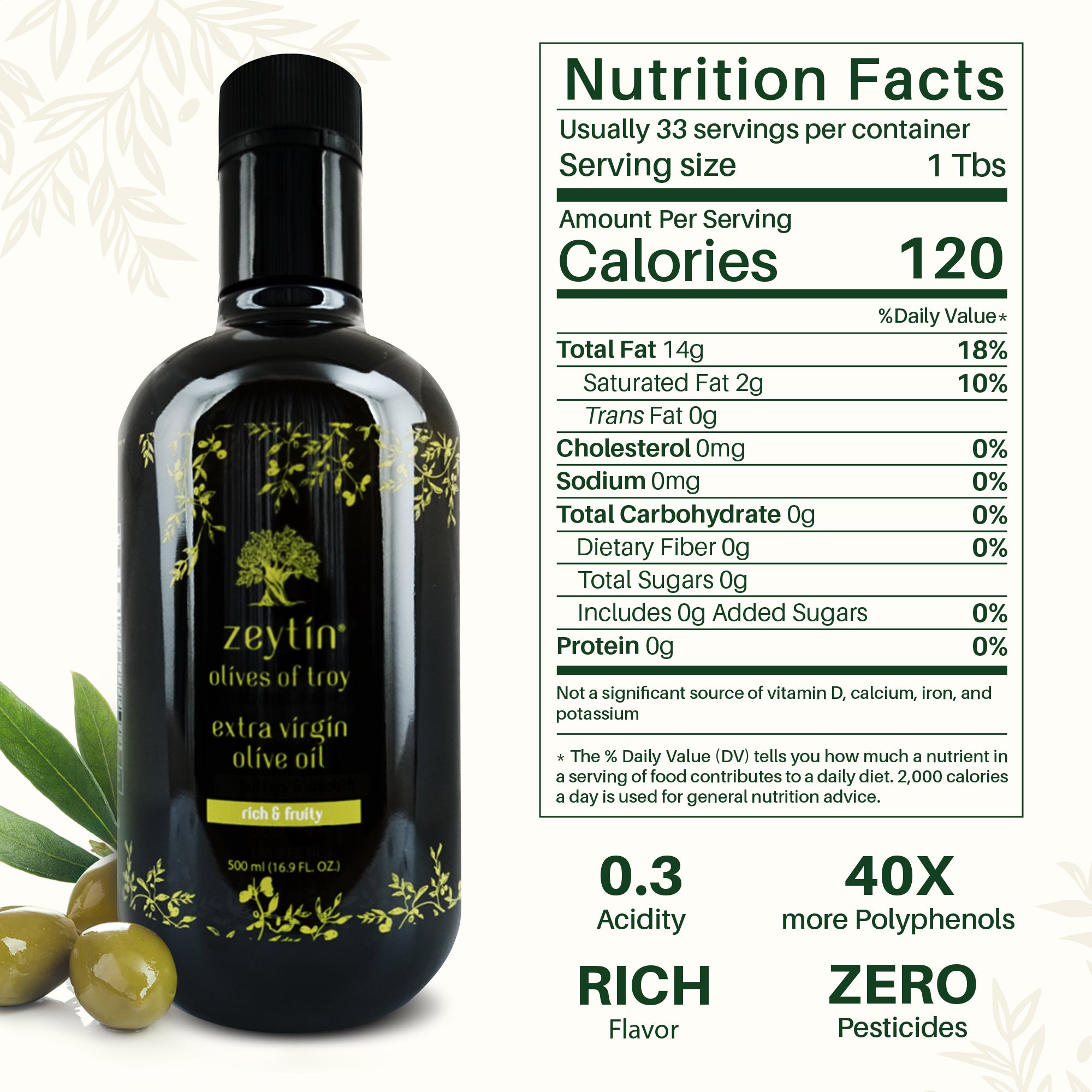 Organic Extra Virgin Olive Oil 500ml - Rich &amp; Fruity (Medium)