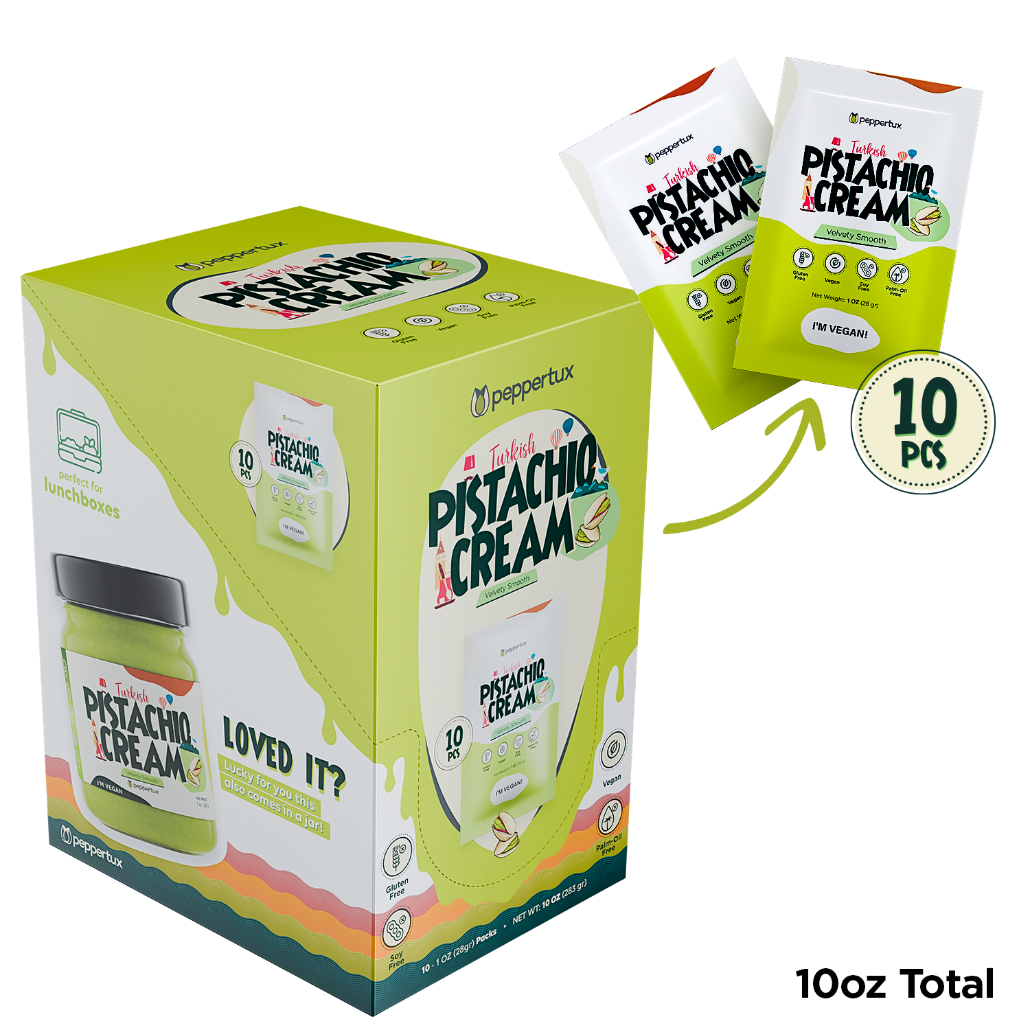 Peppertux Vegan Pistachio Cream - Single Serve Pouches (10oz)