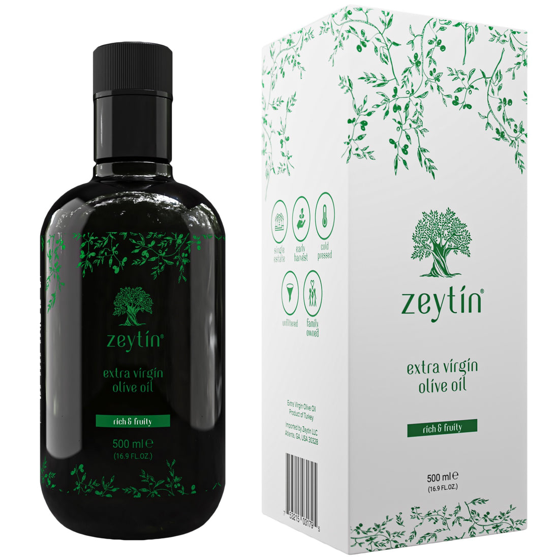 Extra Virgin Olive Oil 500ml - Rich &amp; Fruity (Medium-Robust) - Zeytin - Olives of Troy